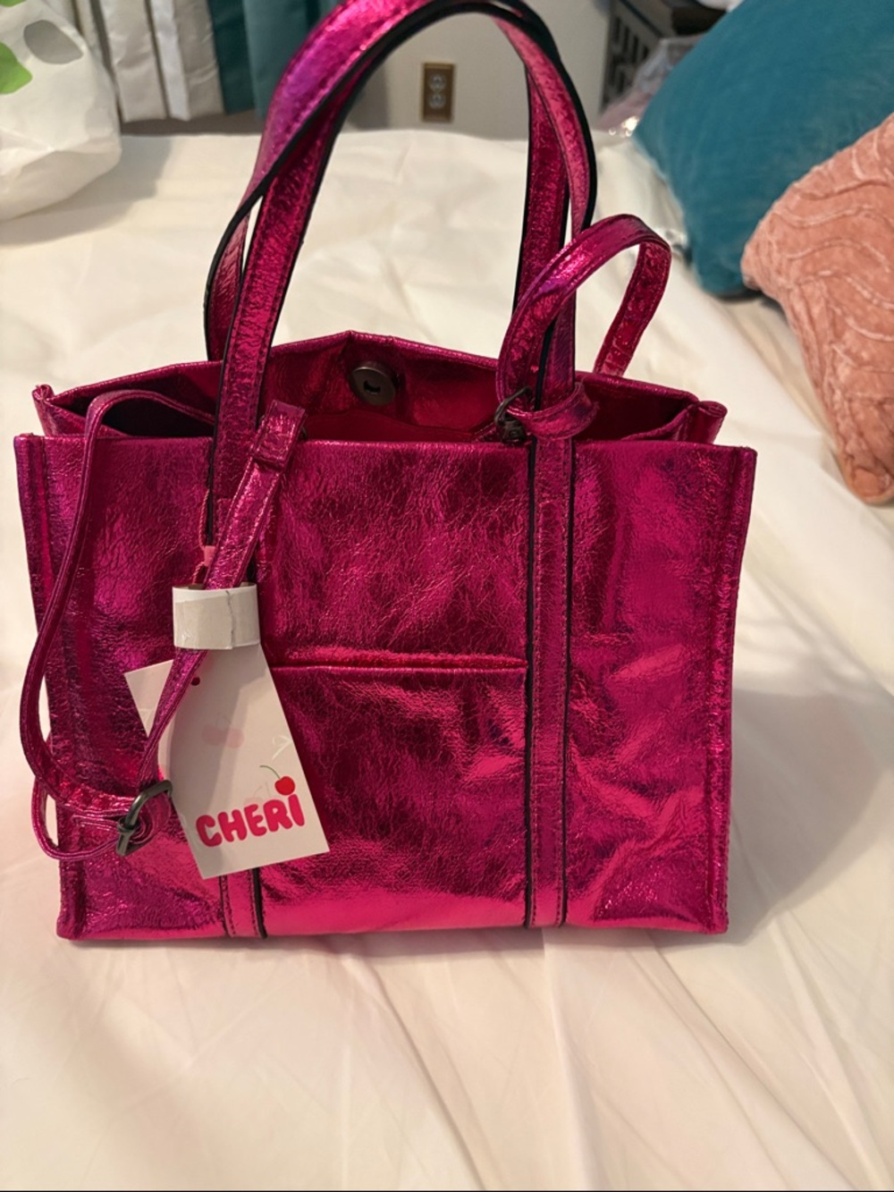 Metallic Fuchsia Tote Bag - Women's Handbag